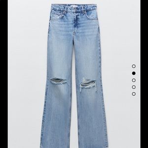 Zara ripped wide leg jeans